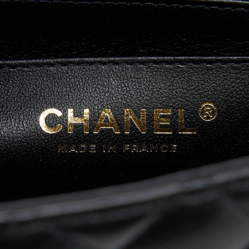 Chanel Top Handle Mini Rectangular Flap Bag Lambskin Black L (Microchip)