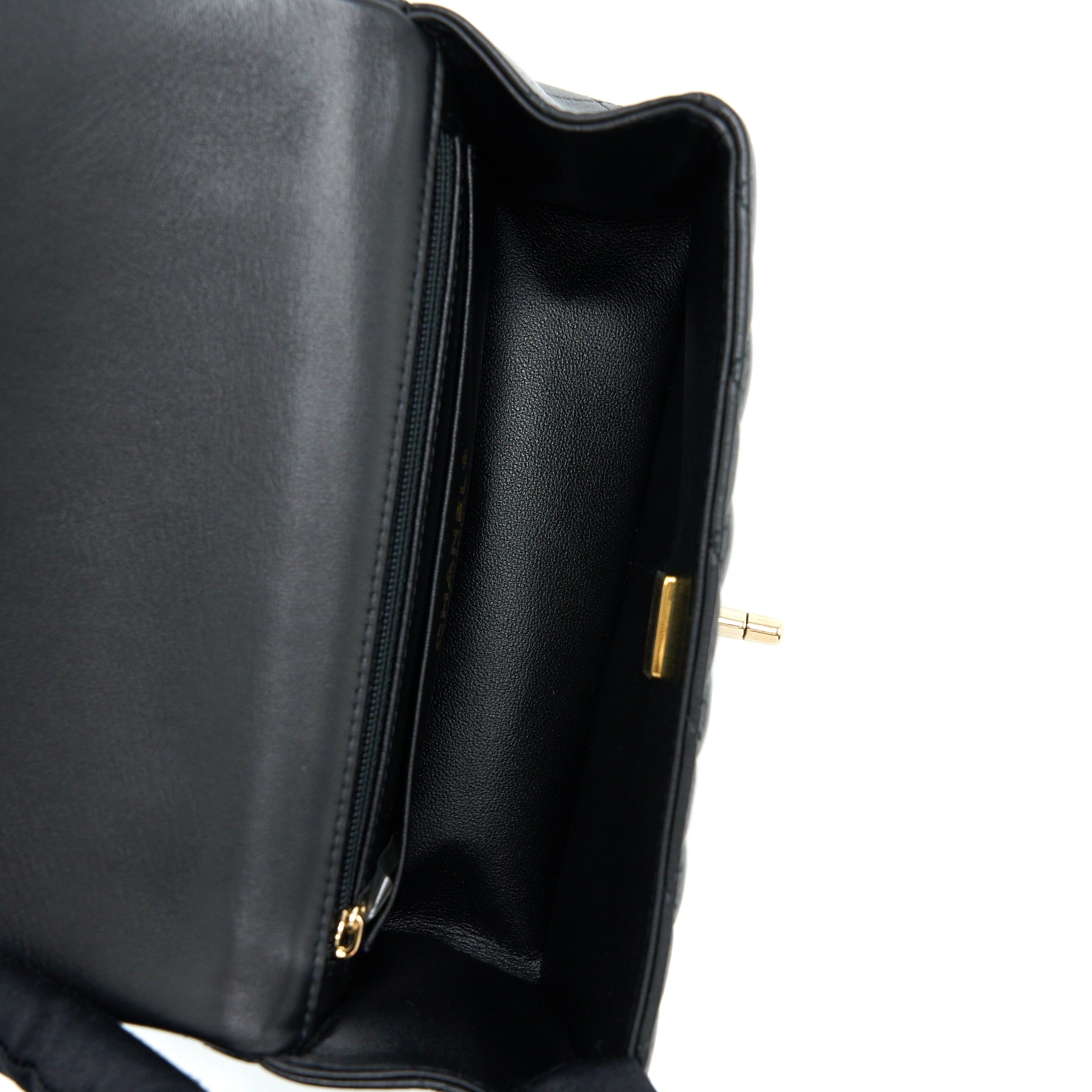 Chanel Top Handle Mini Rectangular Flap Bag Lambskin Black L (Microchip)