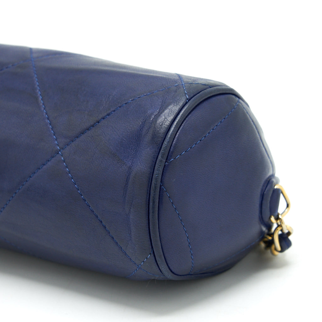 Chanel Vintage Barrel Bag Lambskin Navy