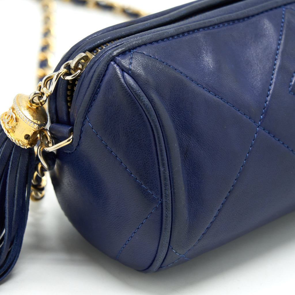Chanel Vintage Barrel Bag Lambskin Navy
