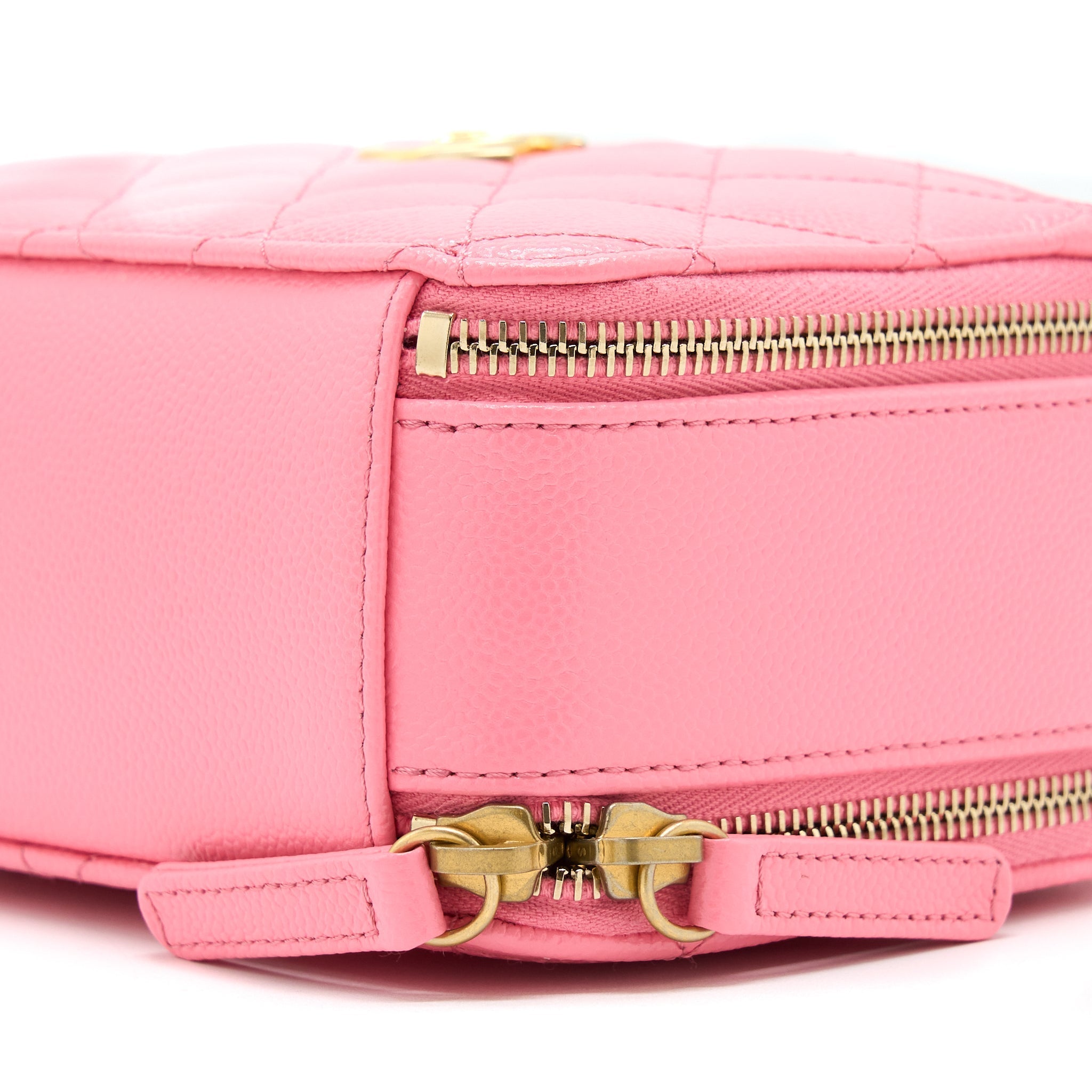 Chanel 22S Letter Top Handle Small Vanity Case Caviar Pink Brushed
