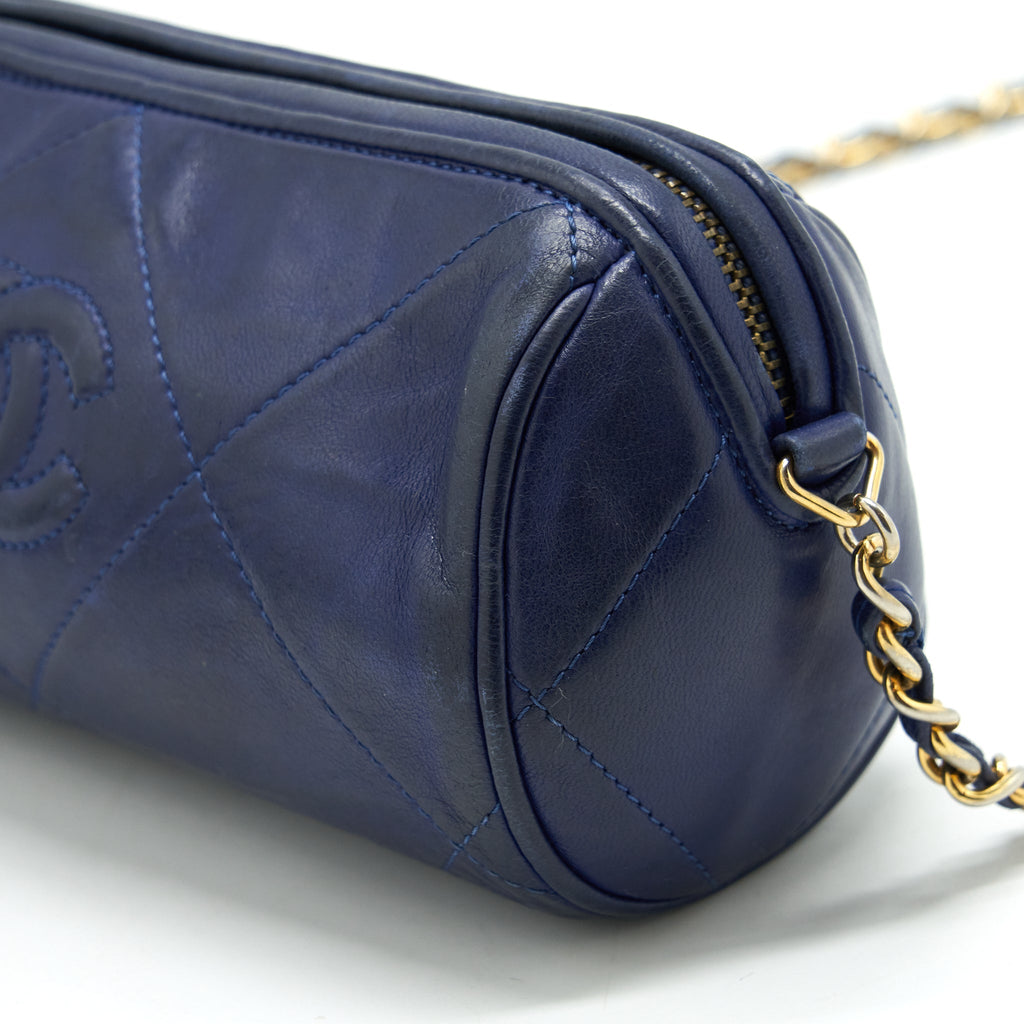Chanel Vintage Barrel Bag Lambskin Navy