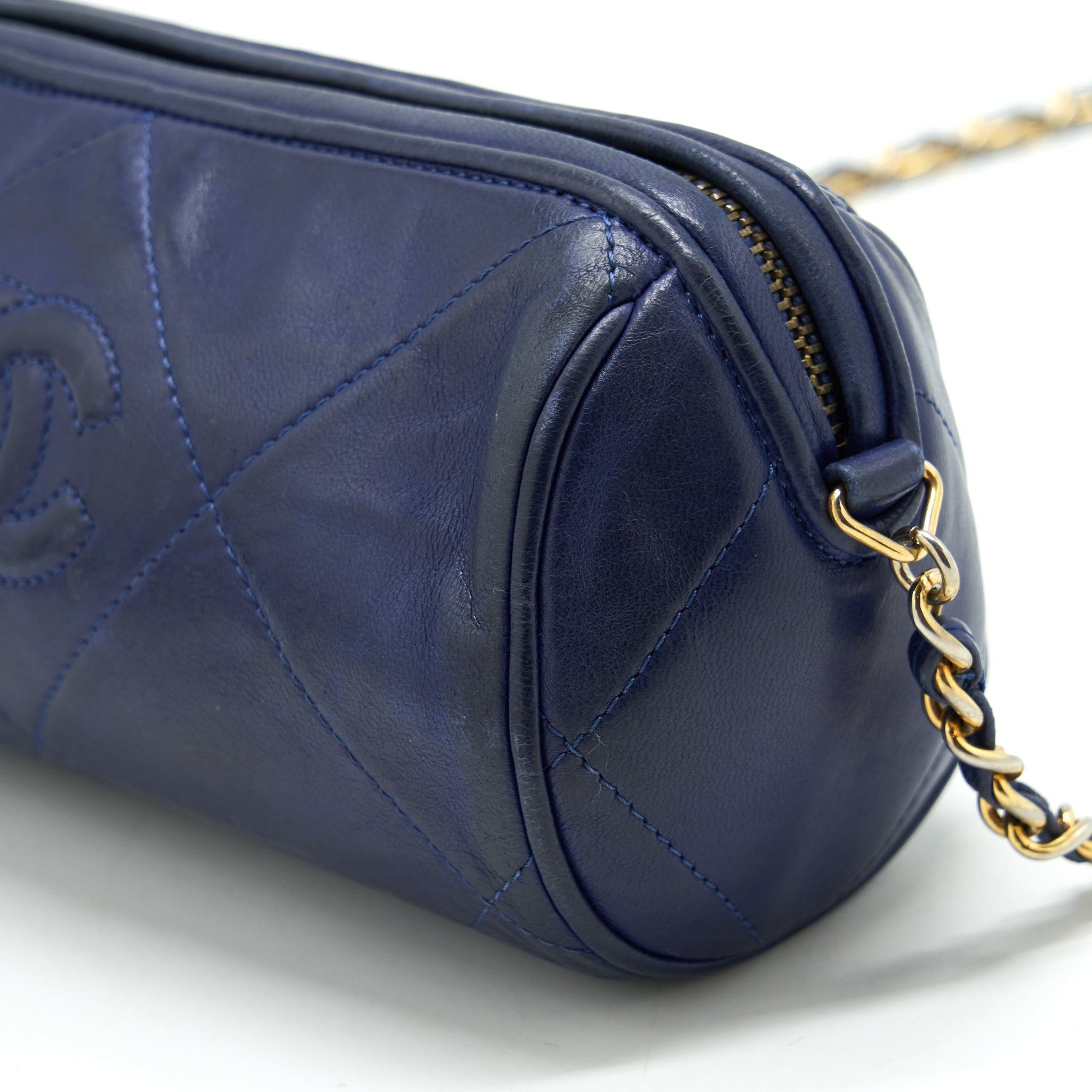 Chanel Vintage Barrel Bag Lambskin Navy