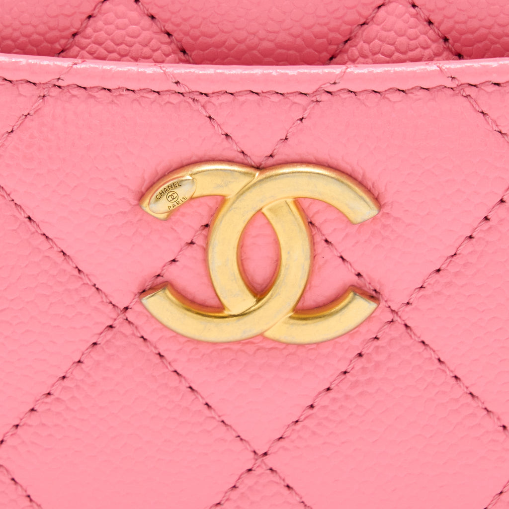 Chanel 22S Letter Top Handle Small Vanity Case Caviar Pink Brushed