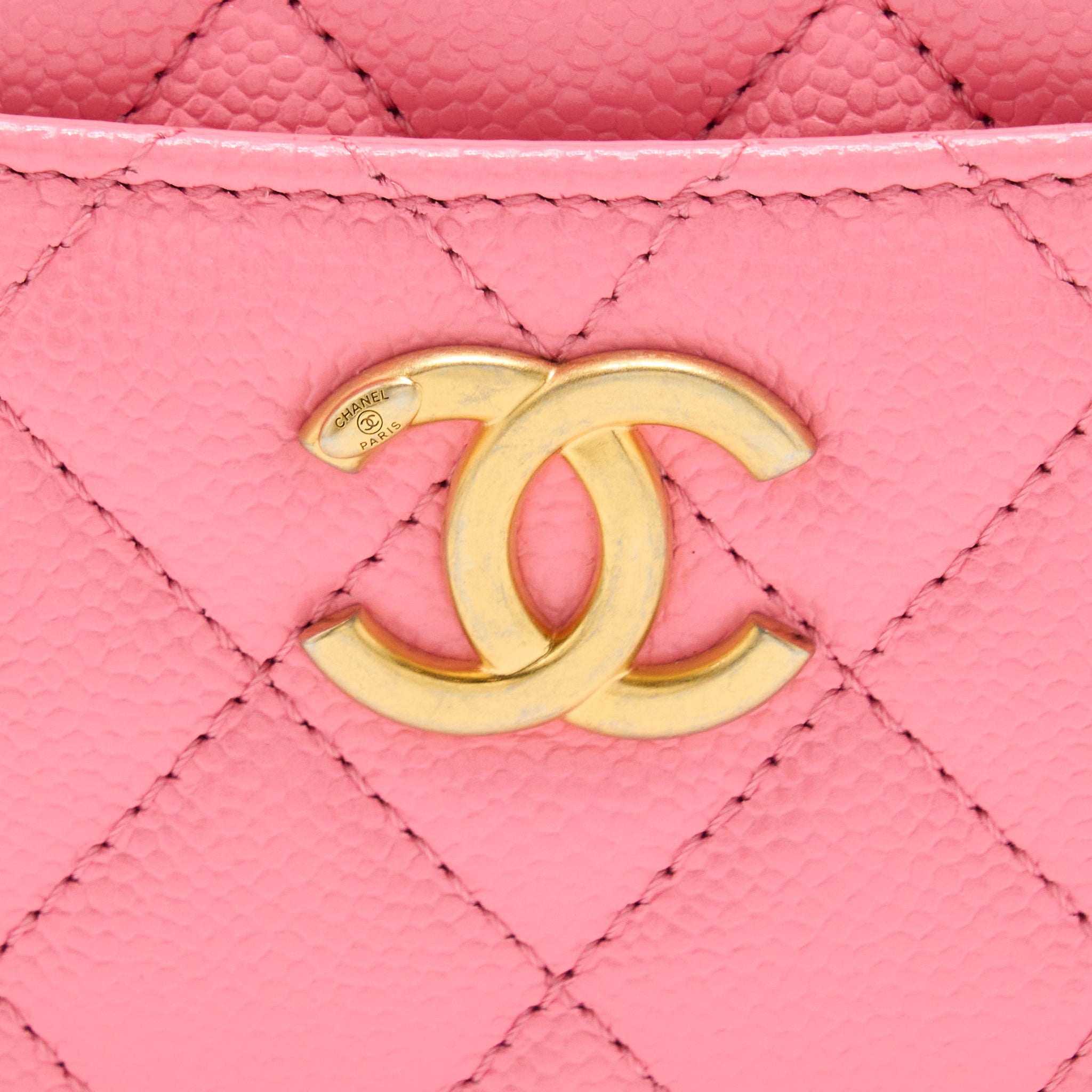 Chanel 22S Letter Top Handle Small Vanity Case Caviar Pink Brushed