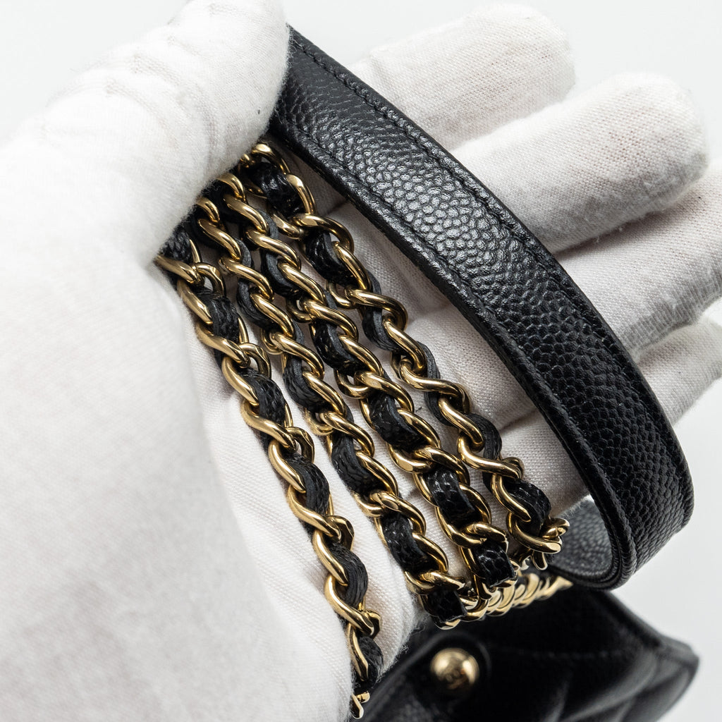 Chanel mini business affinity flap bag with chain caviar black L (microchip)