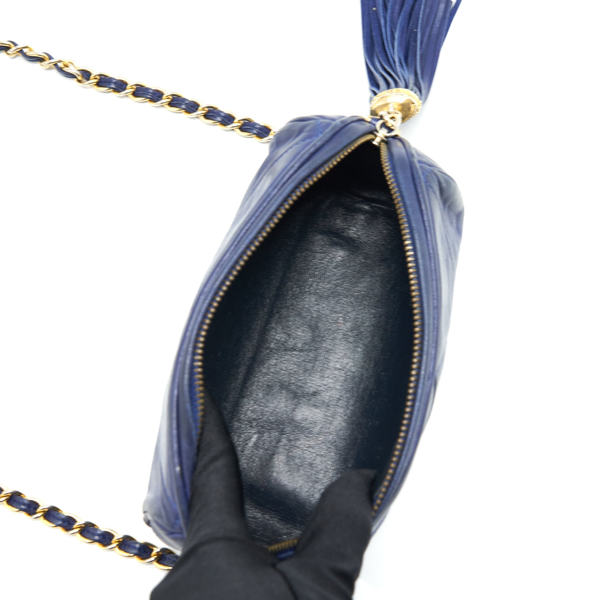 Chanel Vintage Barrel Bag Lambskin Navy