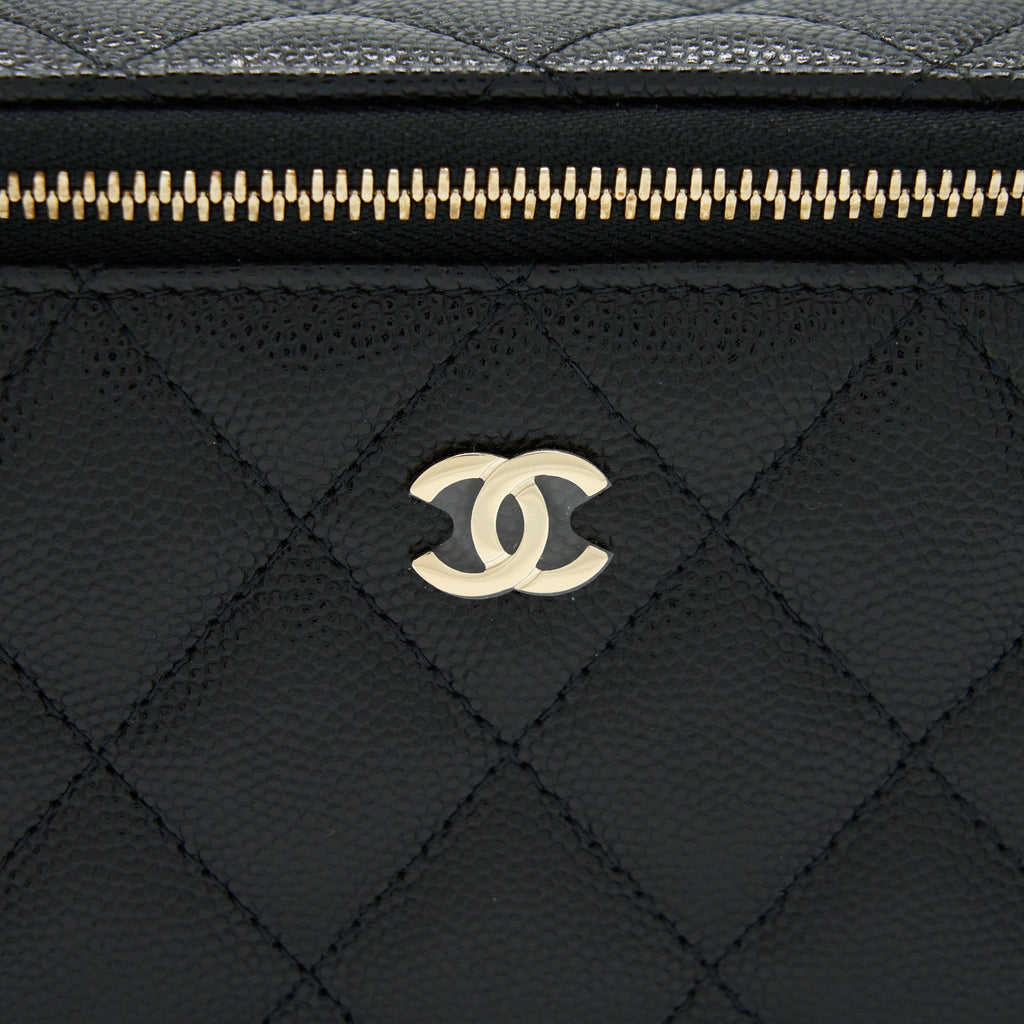 Chanel 22S Long Vanity With Chain Caviar Black L
