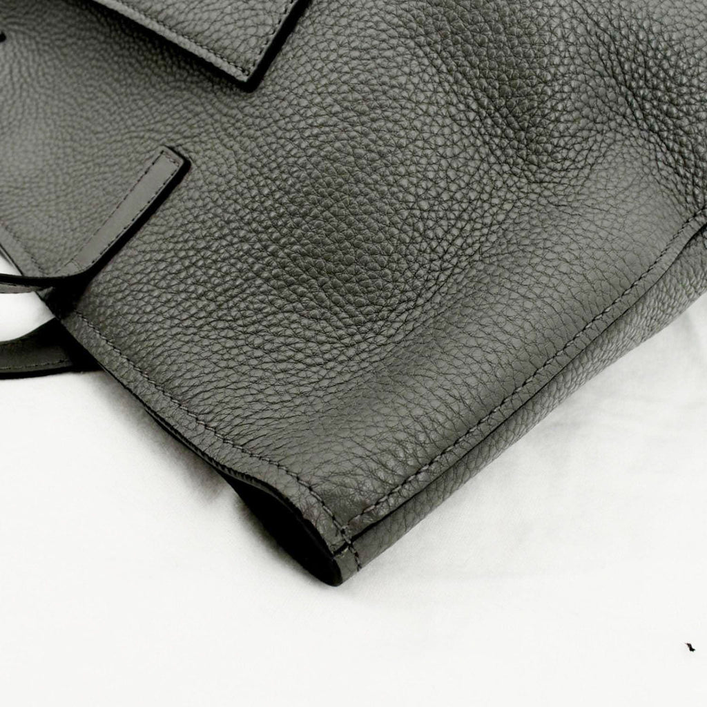PRADA Vitello Daino Leather Tote Bag Dark Grey