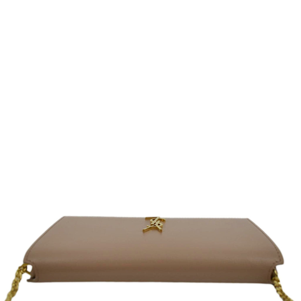 YVES SAINT LAURENT Cassandre Phone Holder Leather Shoulder Bag Dark Beige