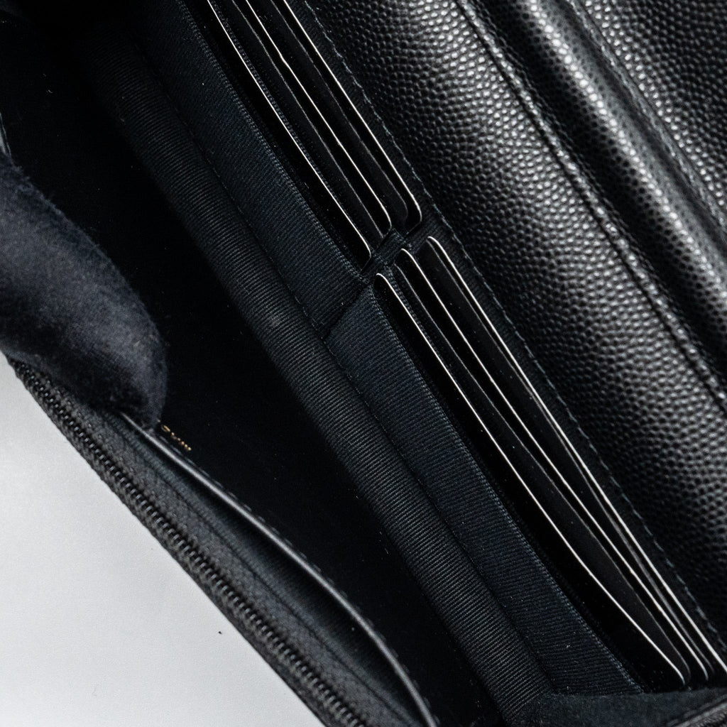 Chanel Detailed Logo Wallet On Chain Black Caviar L (microchip)