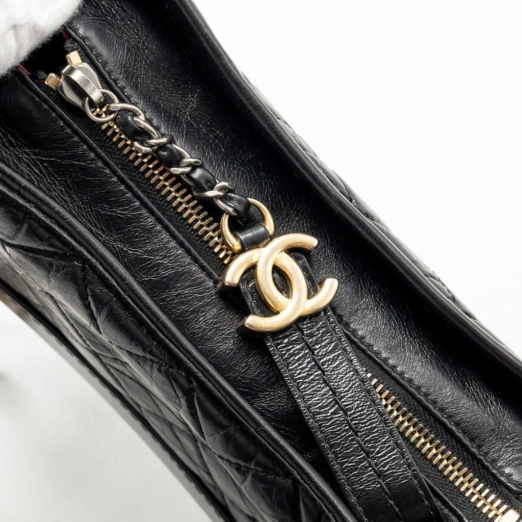 Chanel Small Gabrielle Hobo Bag Calfskin Black Multicolour Hardware