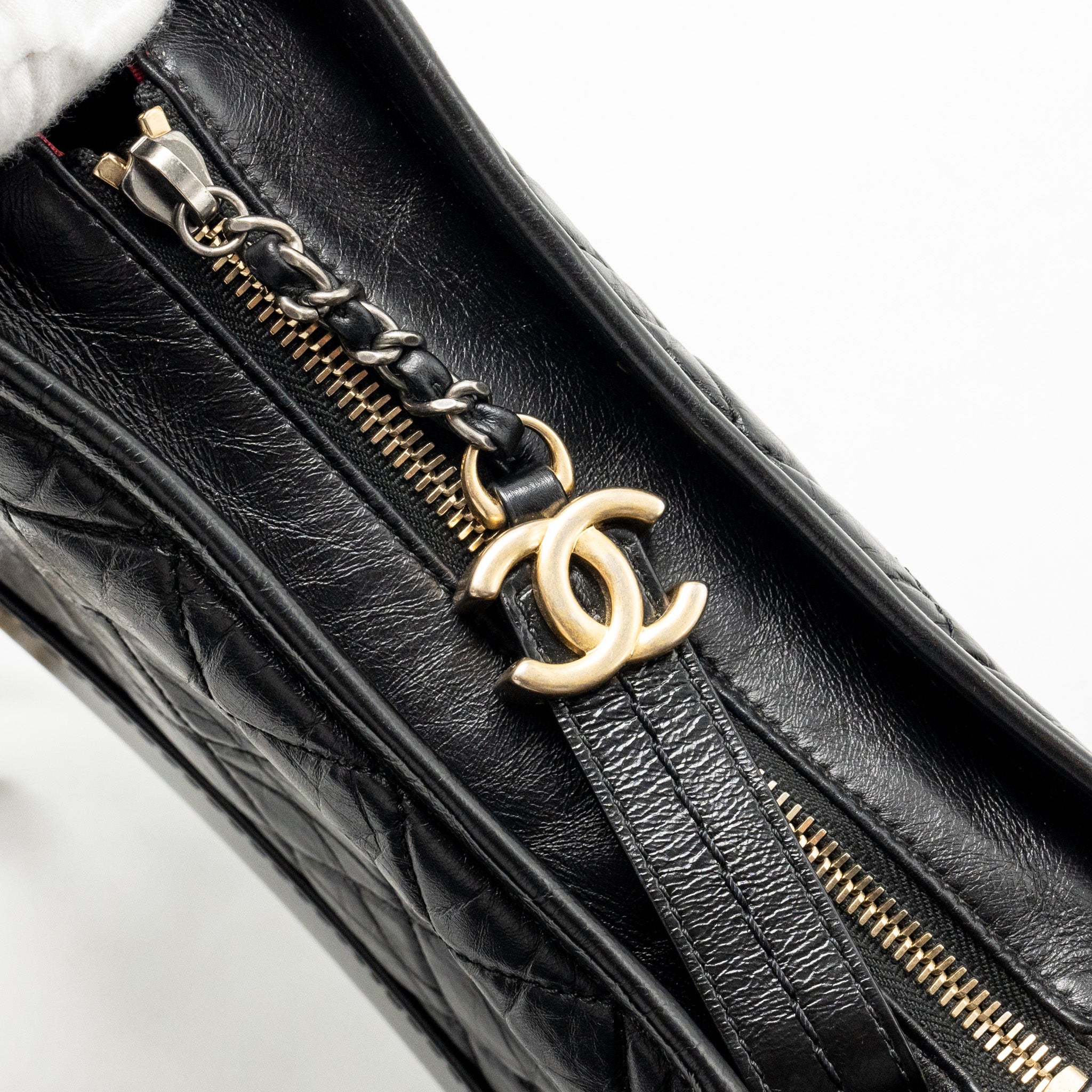 Chanel Small Gabrielle Hobo Bag Calfskin Black Multicolour Hardware