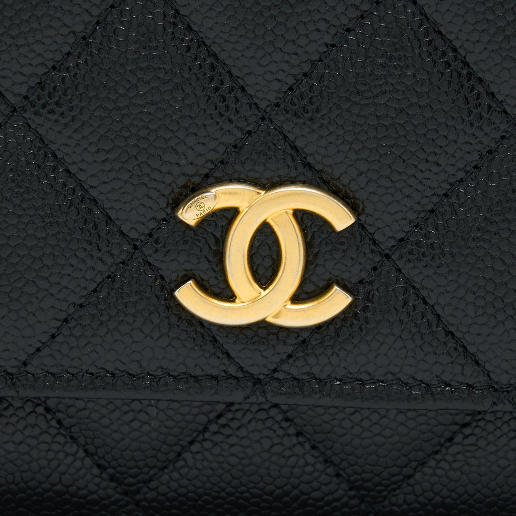Chanel Top Handle Wallet On Chain Caviar Black