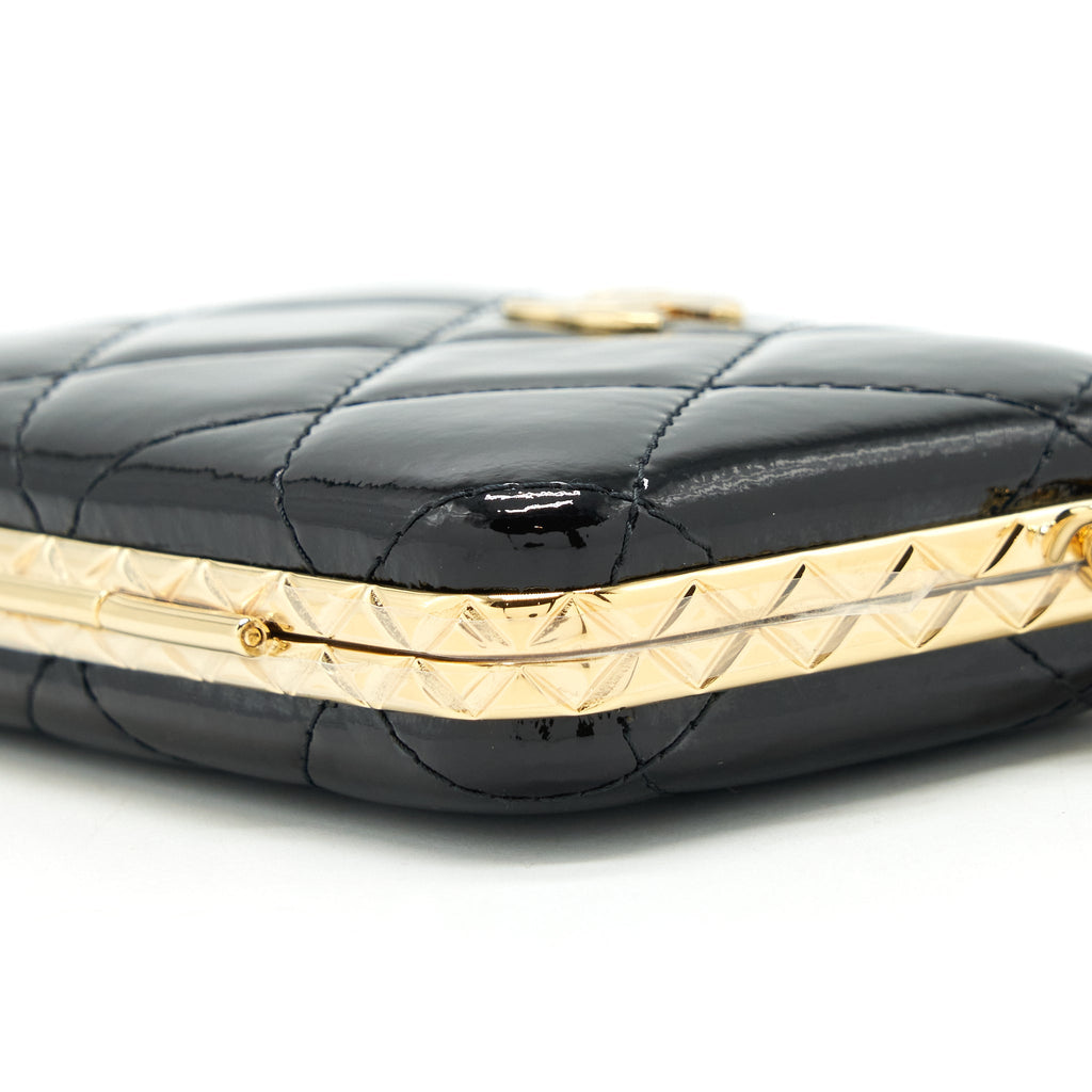 Chanel 21A Mini Clip Box With Chain Patent Black L