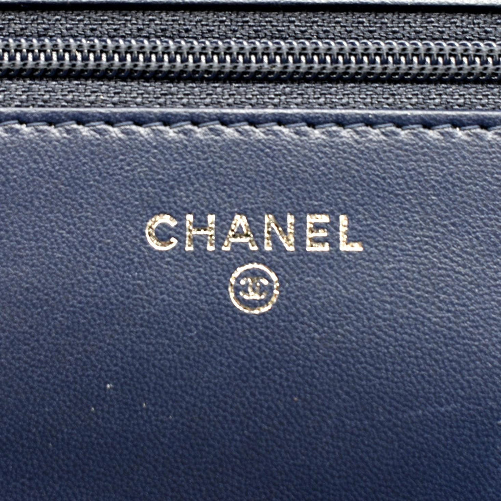 CHANEL WOC Quilted Leather Crossbody Tricolor Wallet Blue