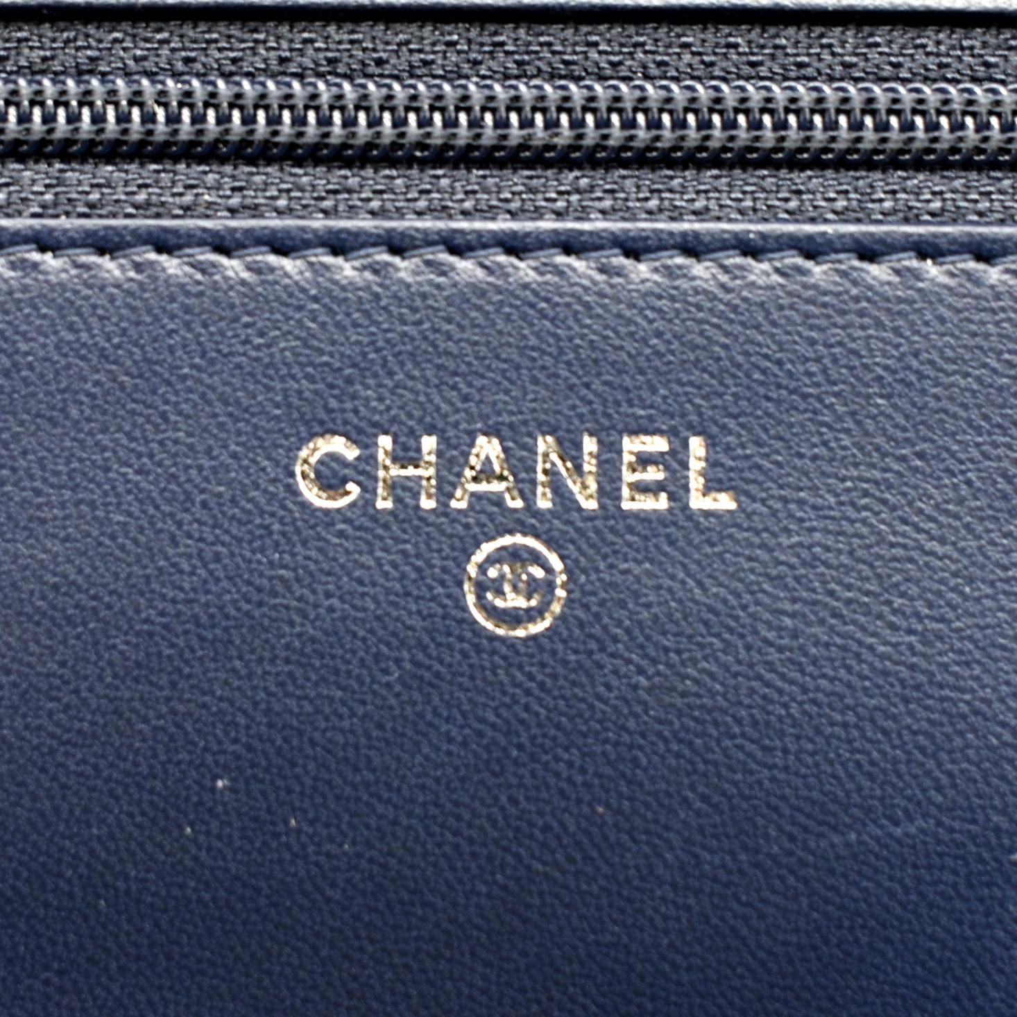 CHANEL WOC Quilted Leather Crossbody Tricolor Wallet Blue