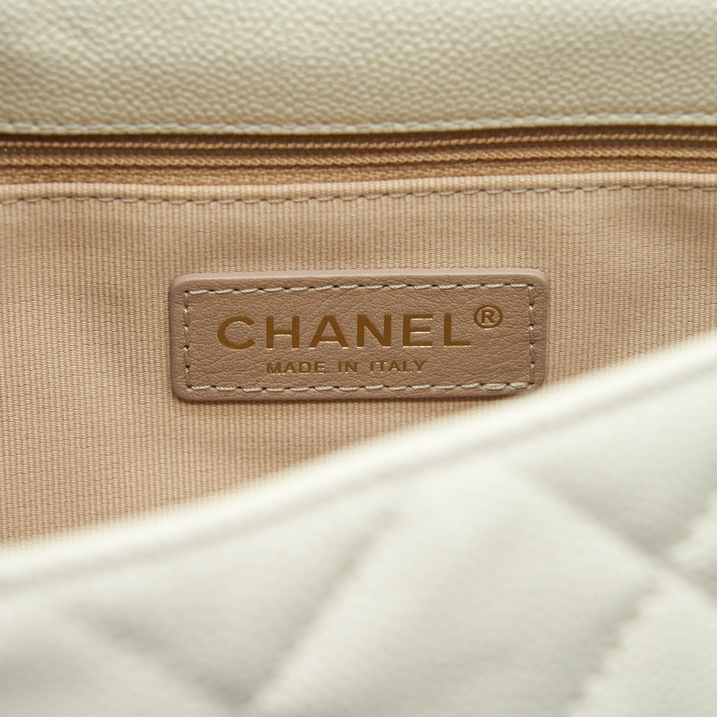 Chanel 22S Melody Medium Flap Bag Caviar White  (Microchip)