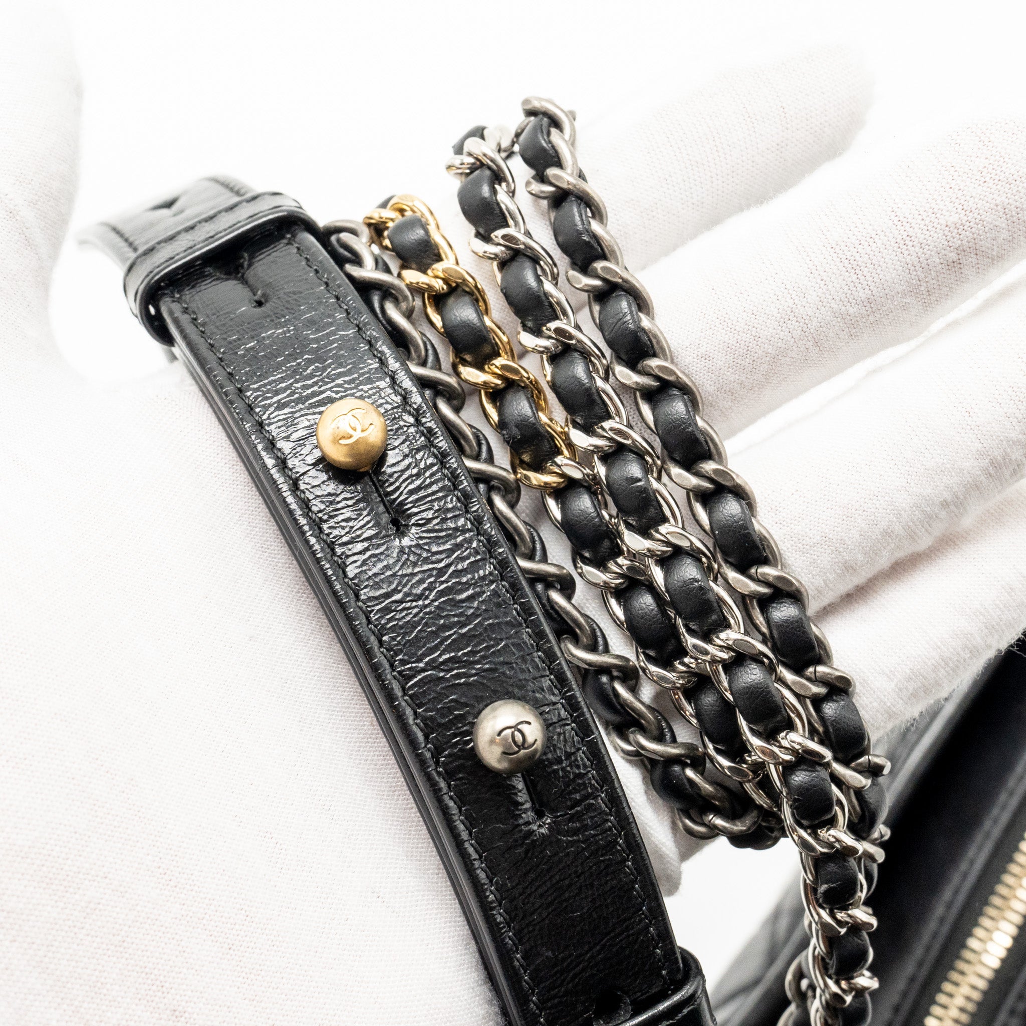 Chanel Small Gabrielle Hobo Bag Calfskin Black Multicolour Hardware
