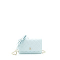 Chanel Ribbon Wallet on chain lambskin light blue L