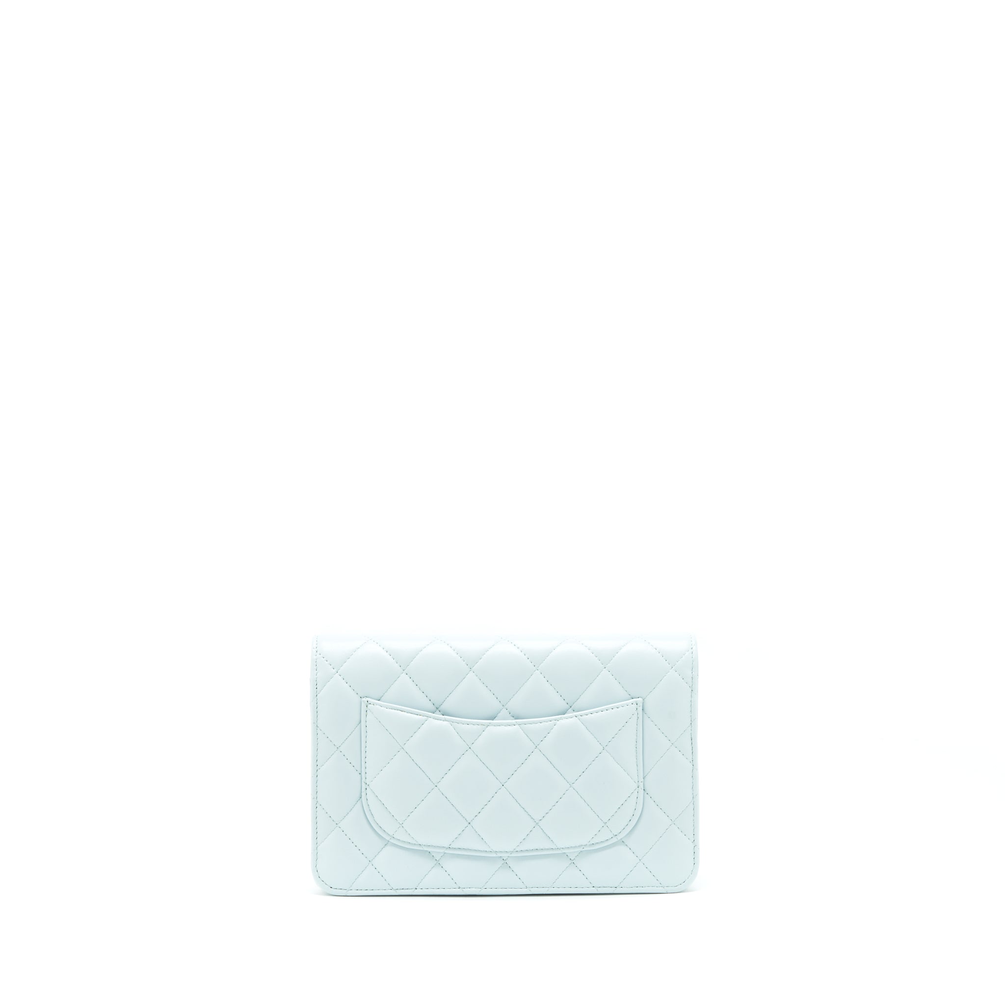 Chanel Ribbon Wallet on chain lambskin light blue L