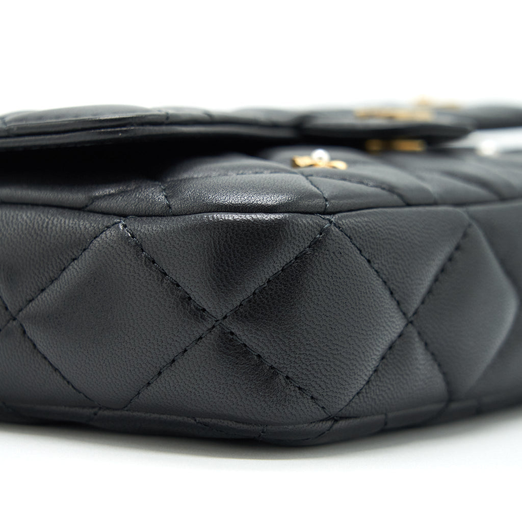 Chanel Limited Charm Double Layer Mini Chain Bag Lambskin Black
