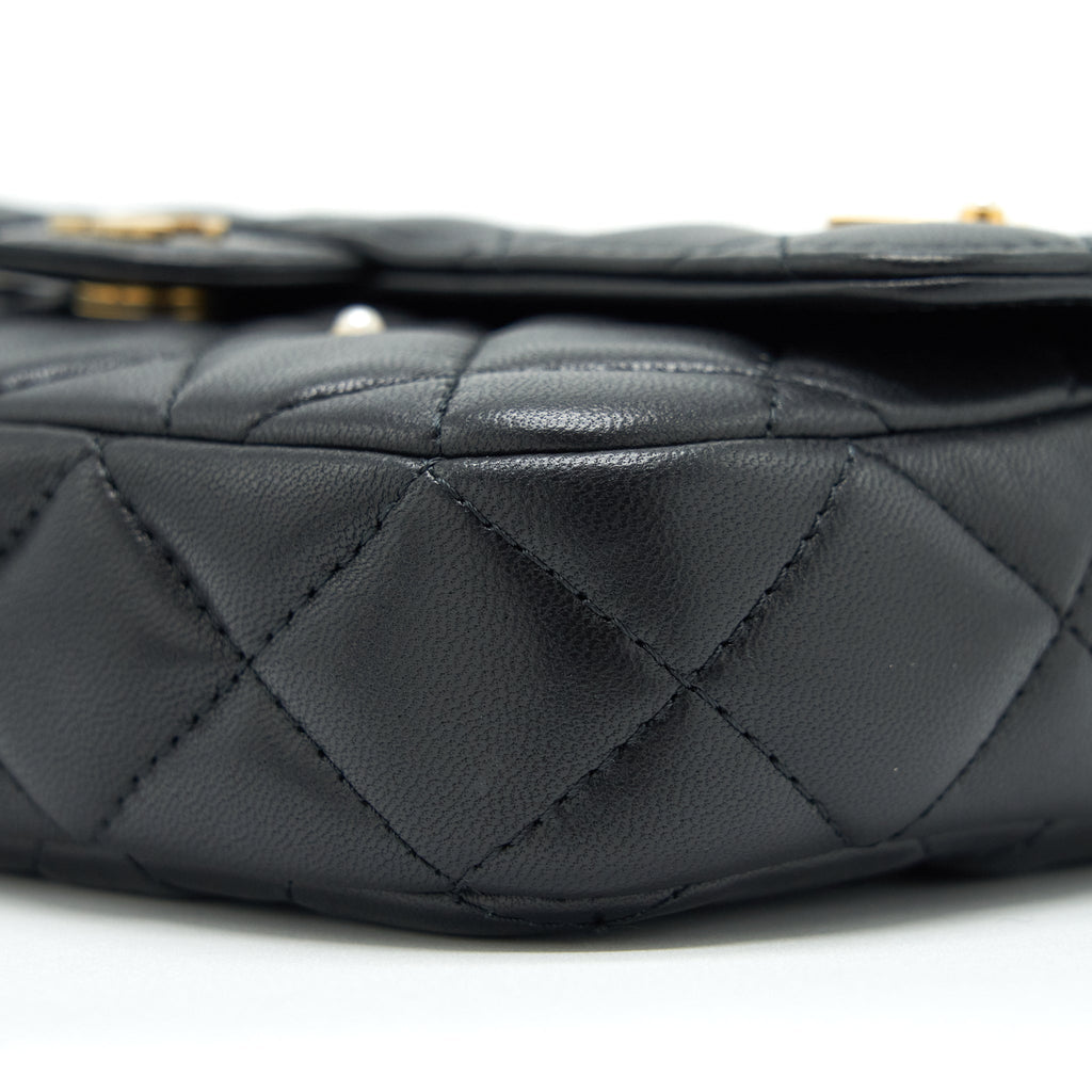 Chanel Limited Charm Double Layer Mini Chain Bag Lambskin Black