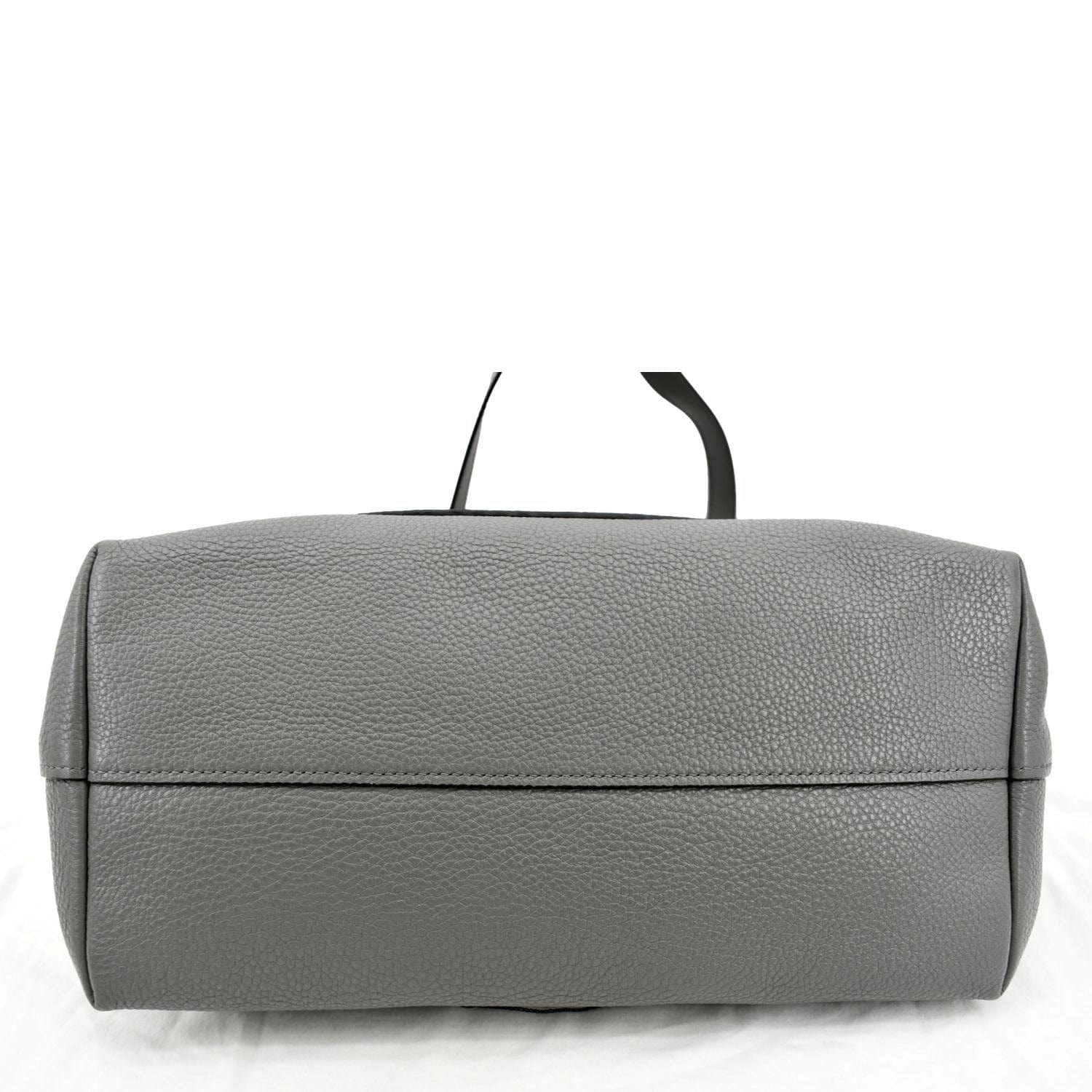 PRADA Vitello Daino Leather Tote Bag Dark Grey