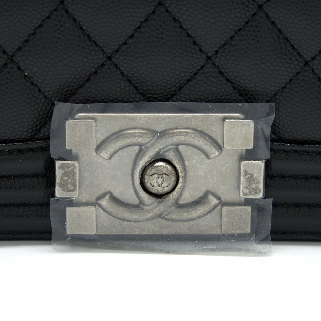 Chanel Small Boy Bag Caviar Black Ruthenium Sliver Hardware