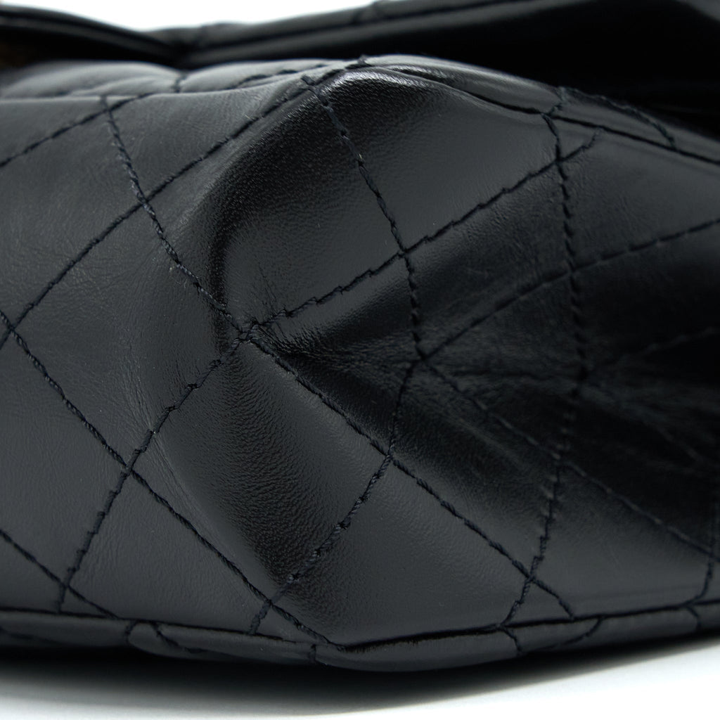 Chanel Small 2.55 Reissue Flap Bag Aged Calfskin Black Brushed