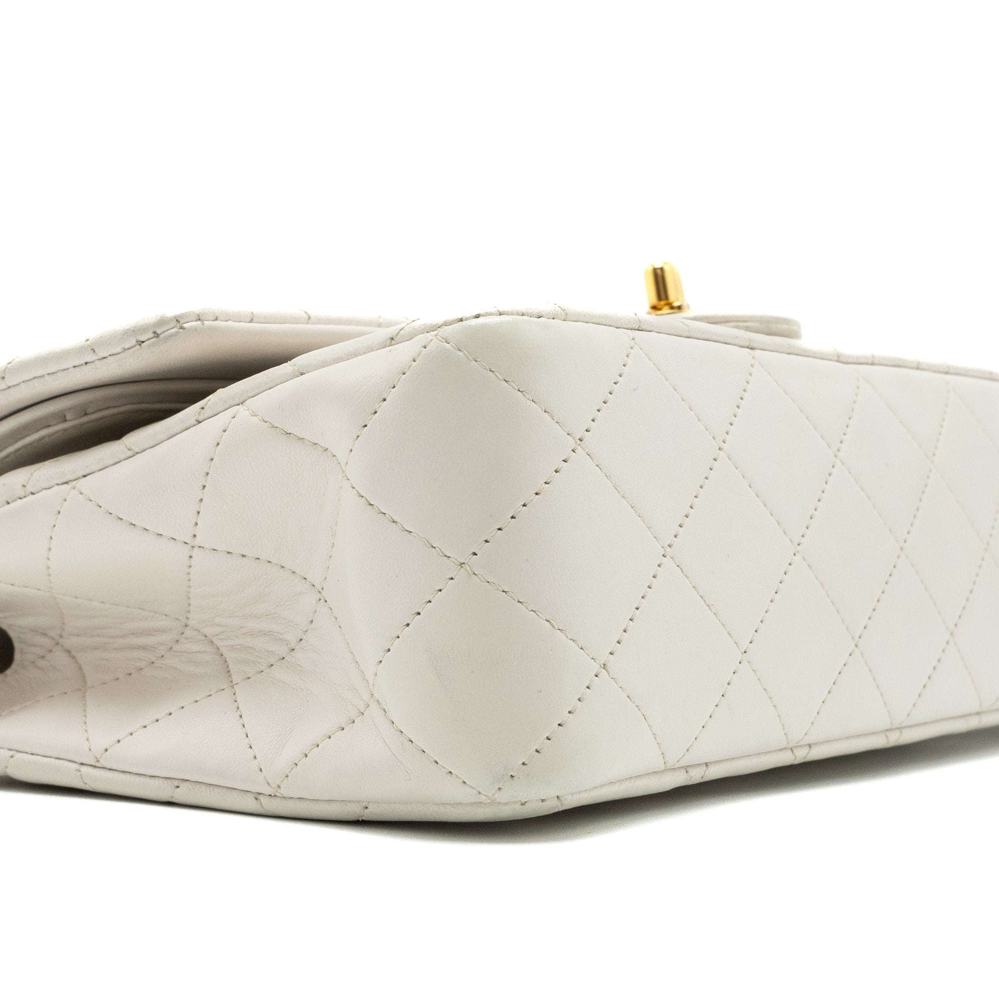 Chanel Vintage Medium Classic Double Flap Bag Lambskin White