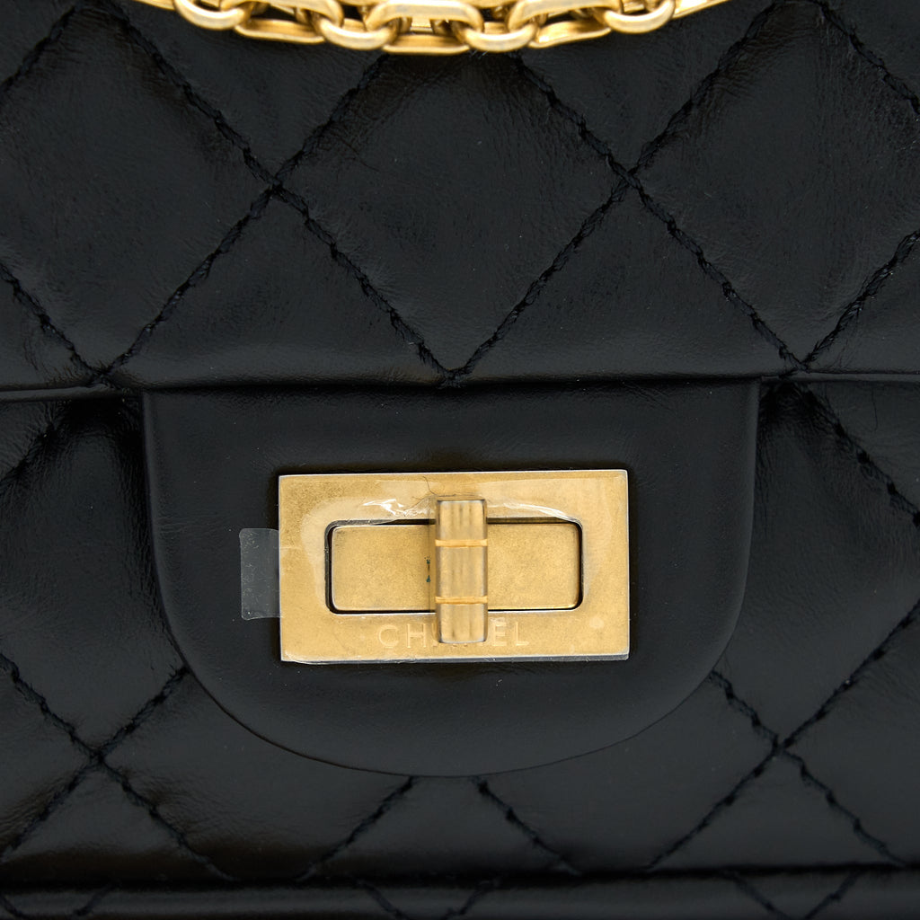 Chanel Small 2.55 Reissue Flap Bag Aged Calfskin Black Brushed