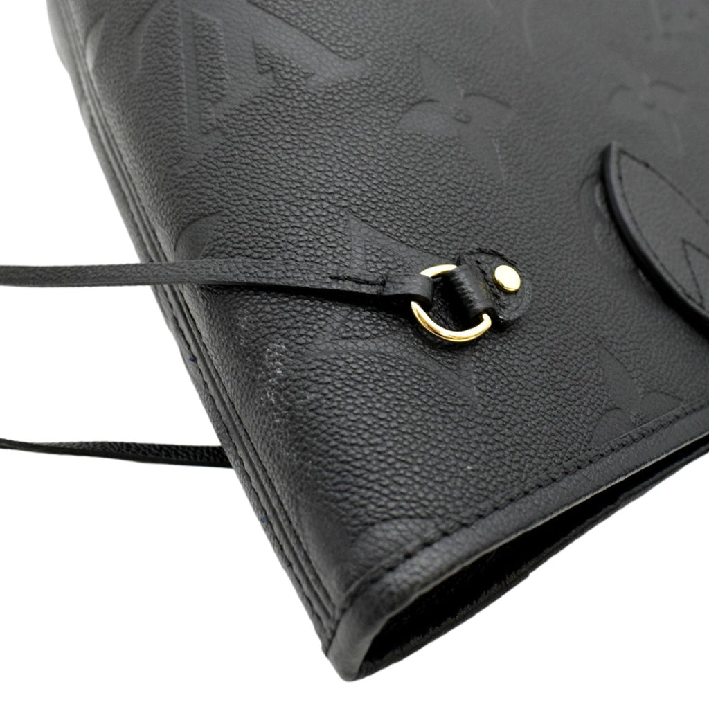 LOUIS VUITTON Neverfull MM Monogram Empreinte Leather Tote Bag Black