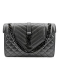 YVES SAINT LAURENT Small Envelope Matelassé Leather Shoulder Bag Black