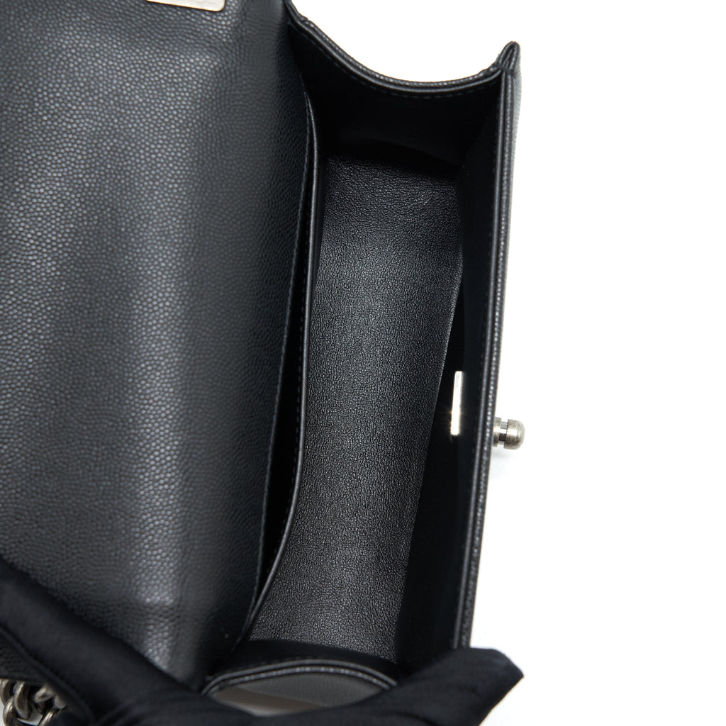 Chanel Small Boy Bag Caviar Black Ruthenium Sliver Hardware
