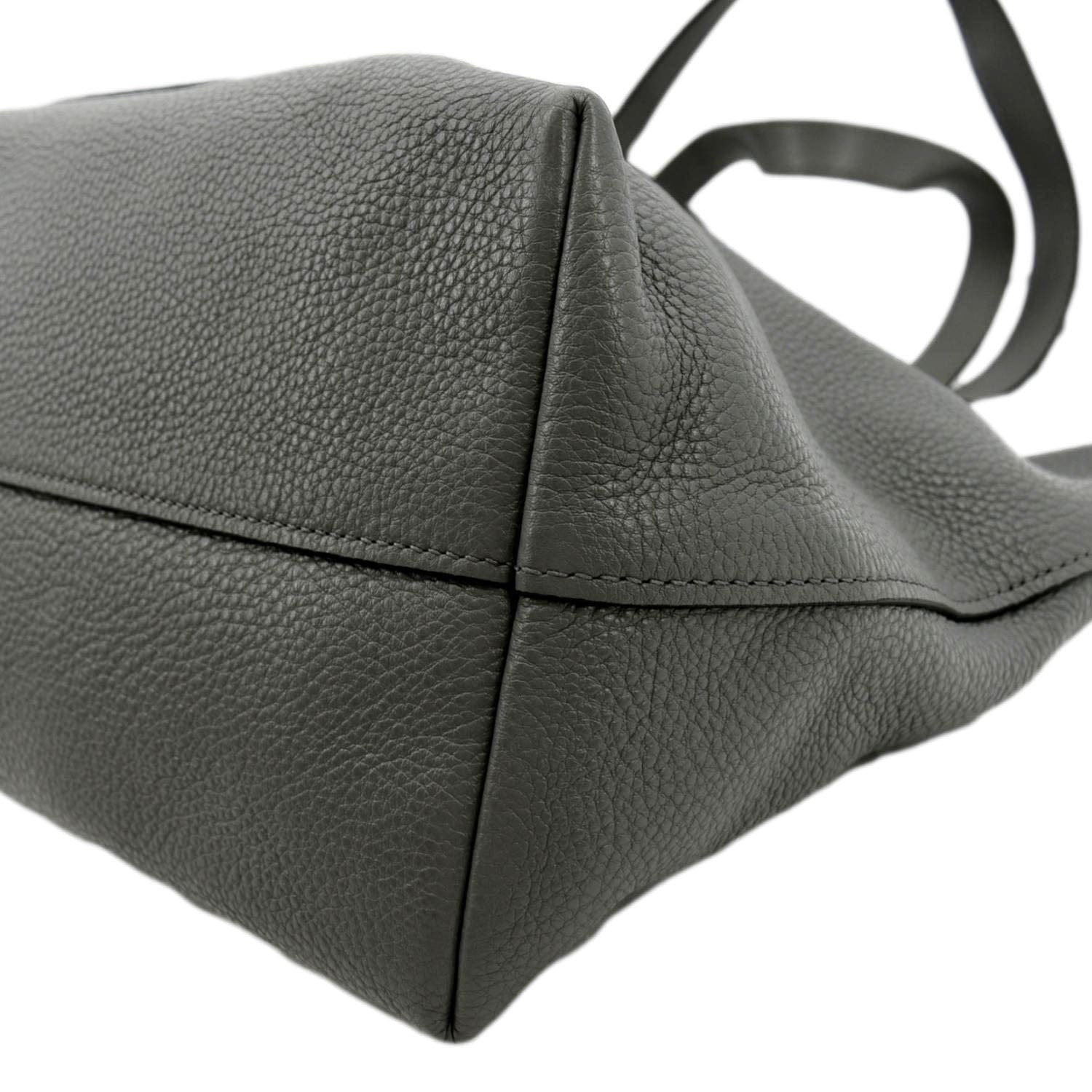 PRADA Vitello Daino Leather Tote Bag Dark Grey