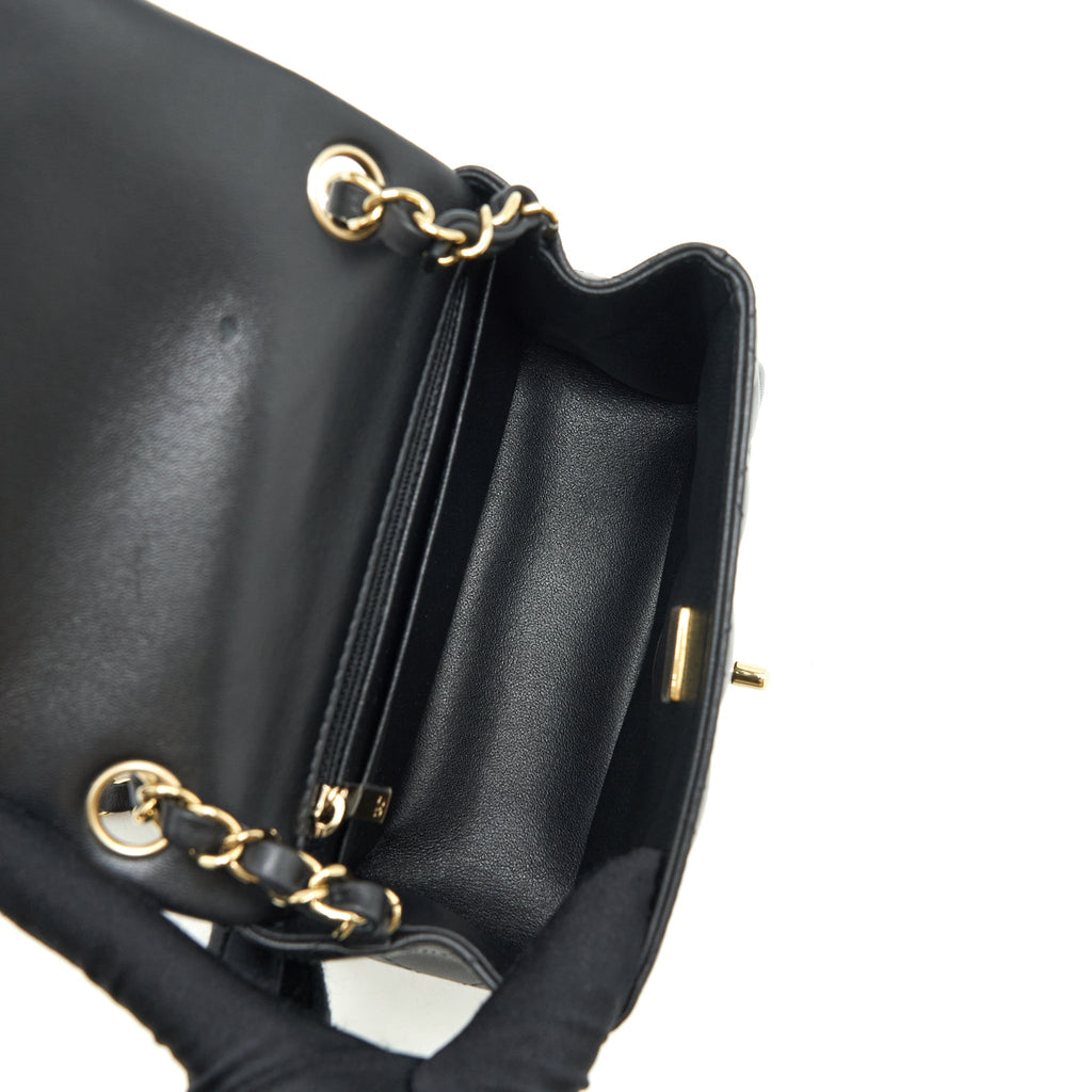 Chanel Mini Square Flap Bag Lambskin Black L