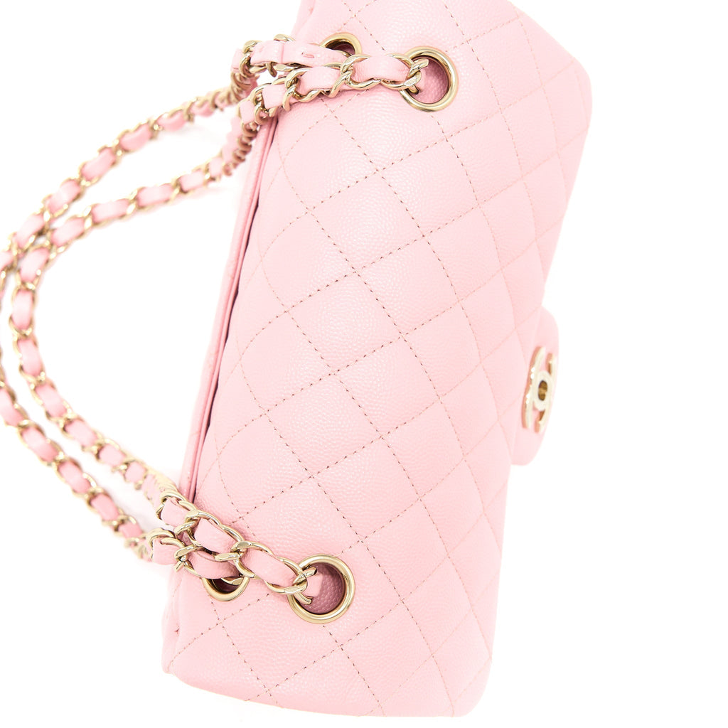 Chanel 22C Small Classic Double Flap Bag Caviar Pink L (Microchip)