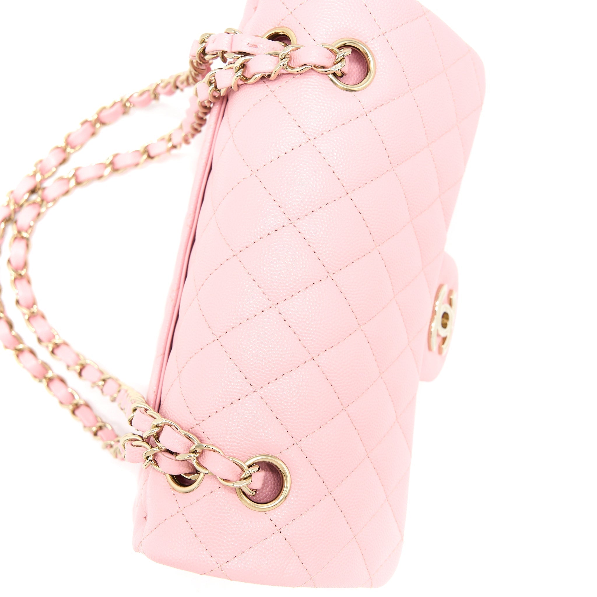 Chanel 22C Small Classic Double Flap Bag Caviar Pink L (Microchip)
