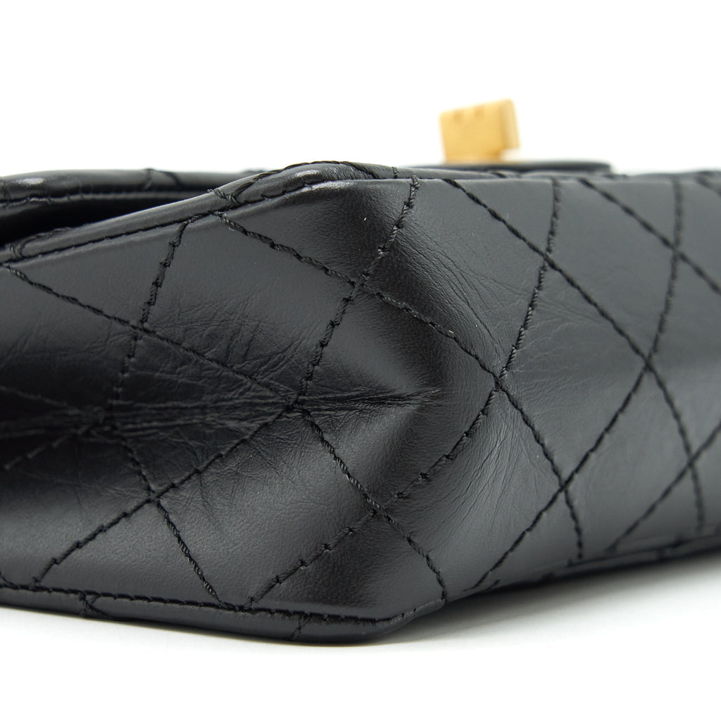 Chanel Mini 2.55 Reissue Flap Bag Aged Calfskin Black Brushed