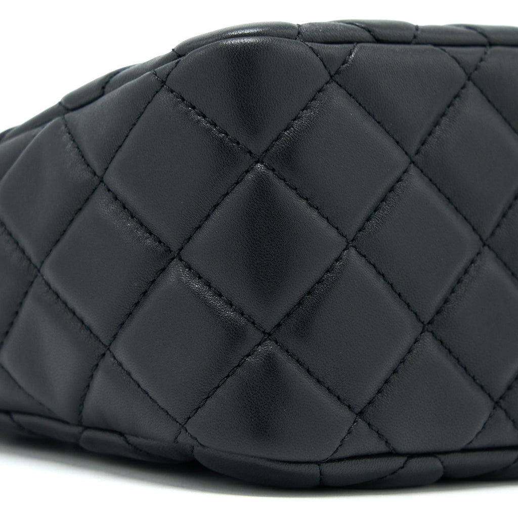 Chanel Pearl Crush Hobo Bag Lambskin Black  (Microchip)