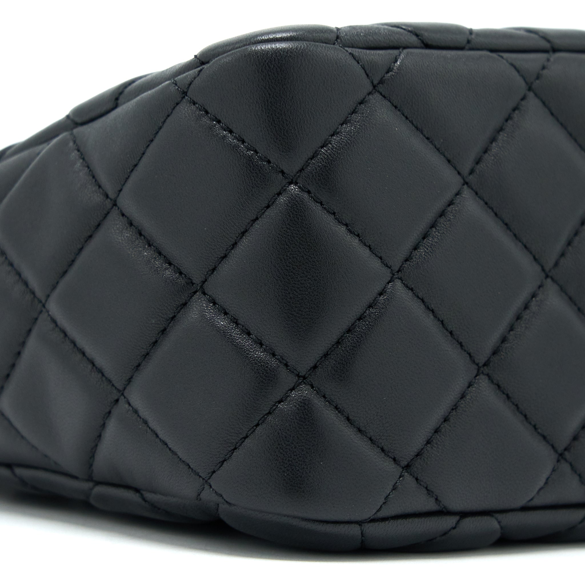 Chanel Pearl Crush Hobo Bag Lambskin Black  (Microchip)
