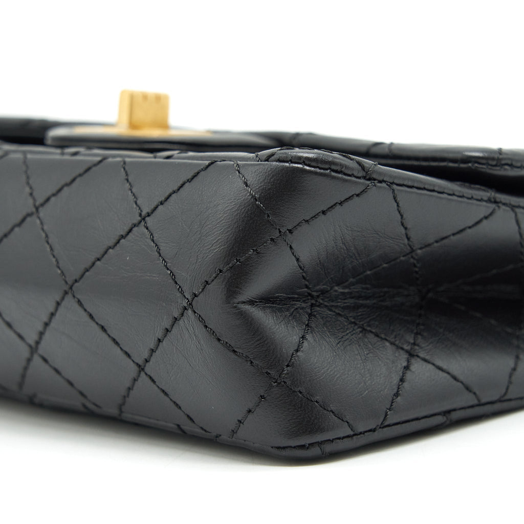 Chanel Mini 2.55 Reissue Flap Bag Aged Calfskin Black Brushed