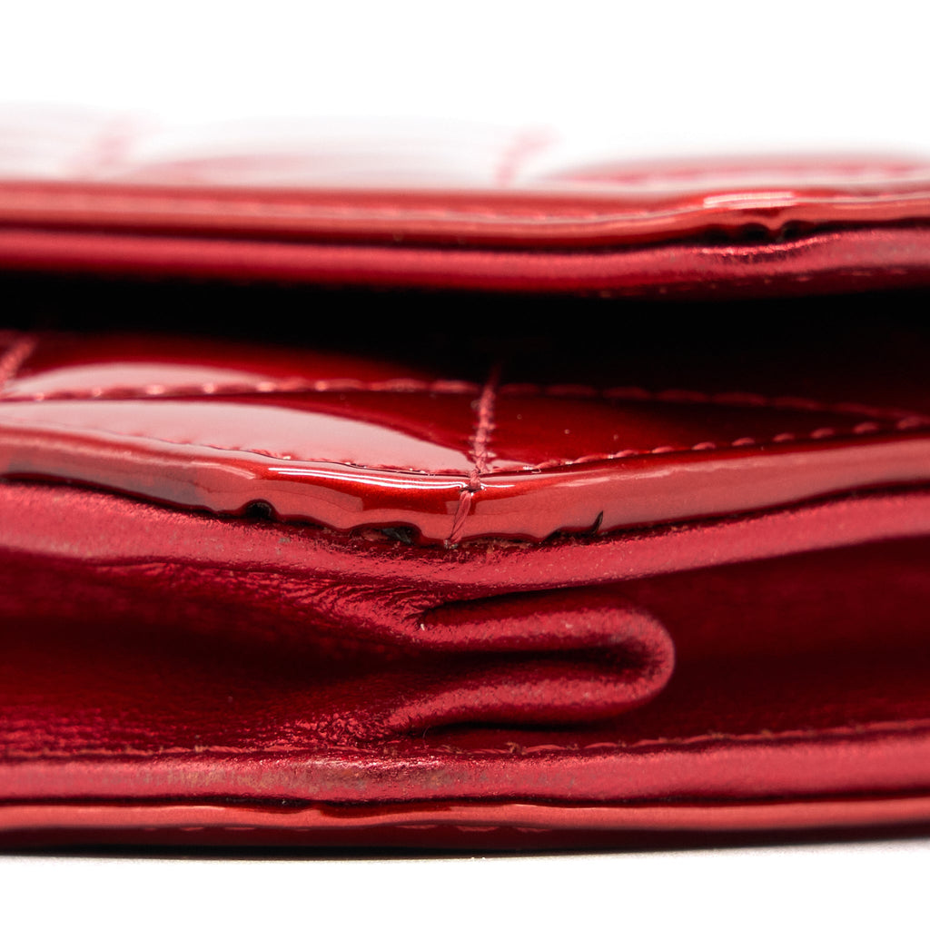Chanel Boy Wallet On Chain Patent Metallic Red