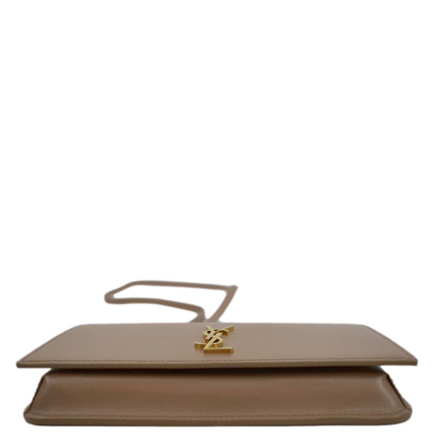 YVES SAINT LAURENT Cassandre Phone Holder Leather Shoulder Bag Dark Beige