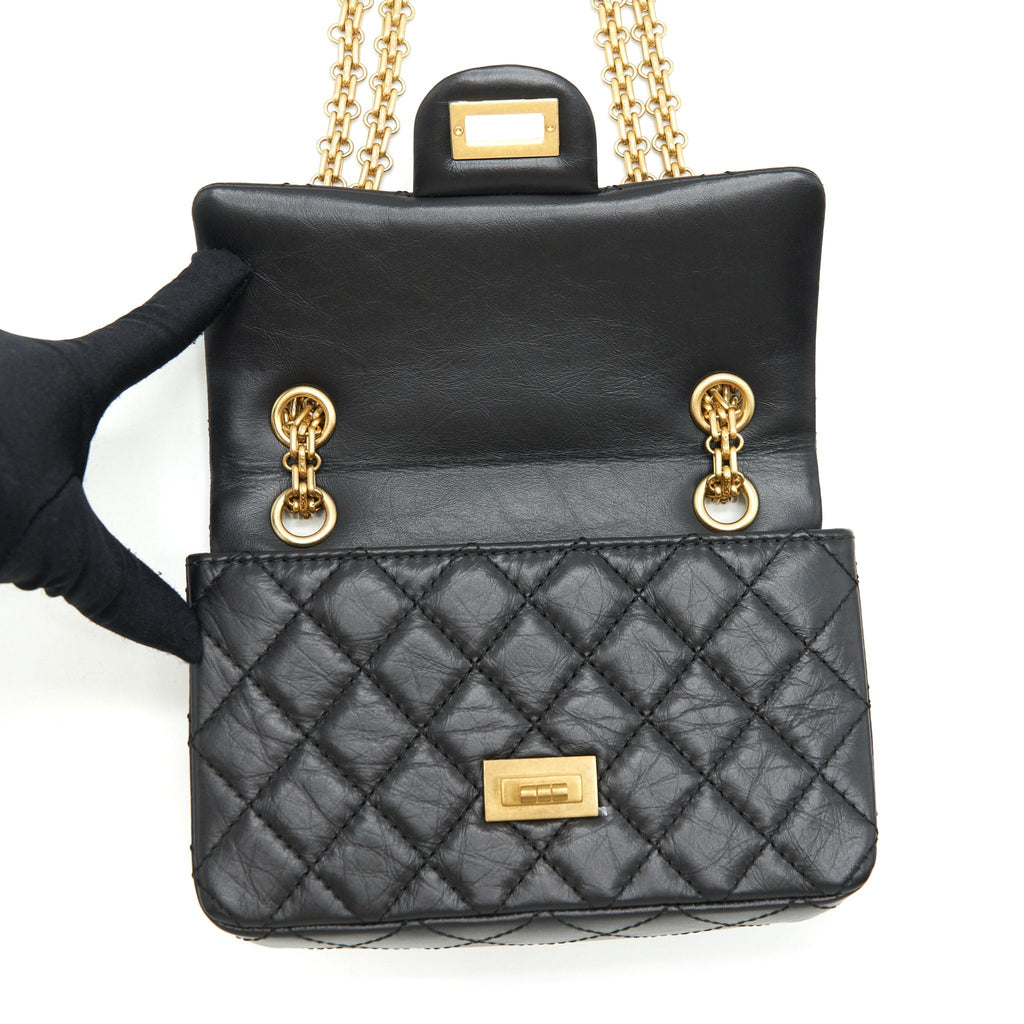 Chanel Mini 2.55 Reissue Flap Bag Aged Calfskin Black Brushed