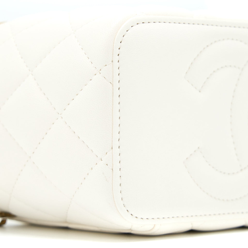 Chanel Coco Letter Long Vanity with Chain Lambskin White