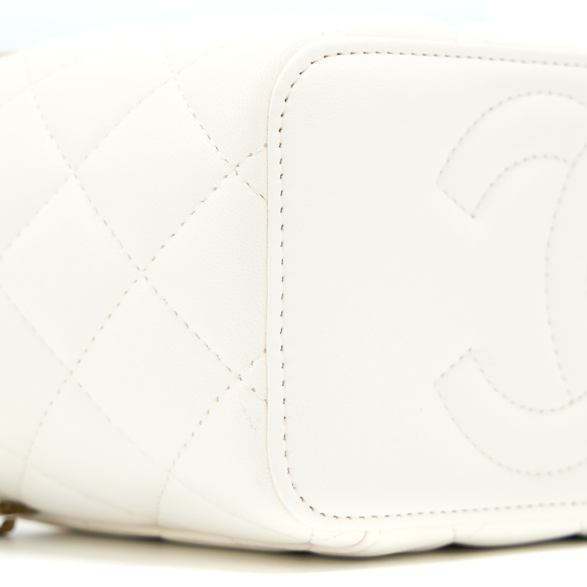 Chanel Coco Letter Long Vanity with Chain Lambskin White