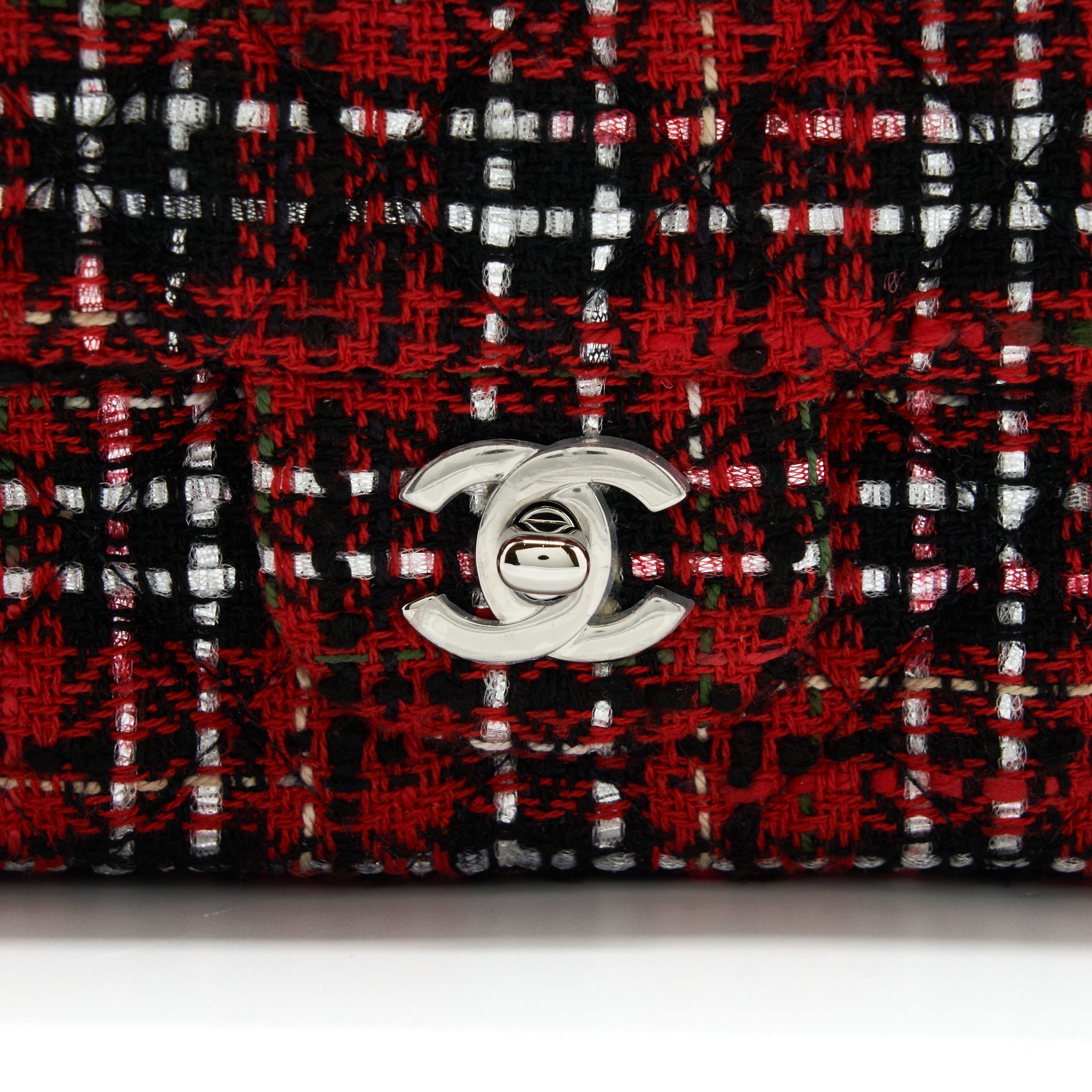 Chanel Mini Rectangular Flap Bag Tweed Red/ Black