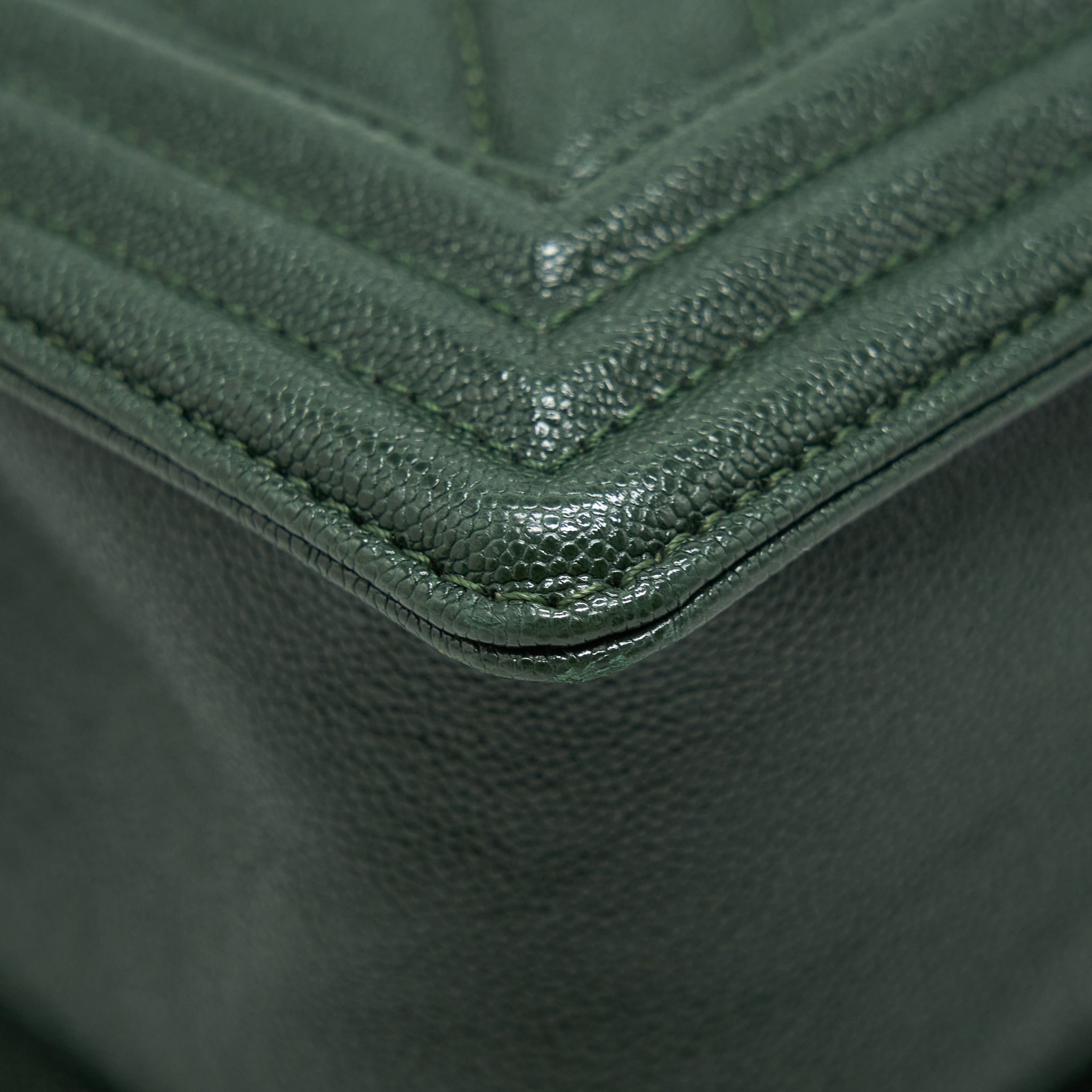 Chanel Chevron Medium Boy Bag Caviar Green Brushed